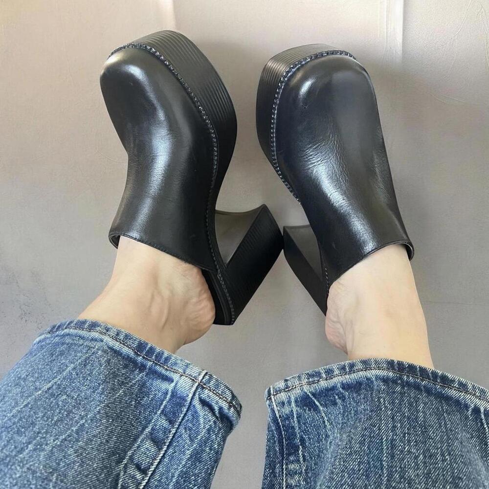 Steve Madden Black Platform Mule Clogs Chunky Heel Y2K Goth Minimalist